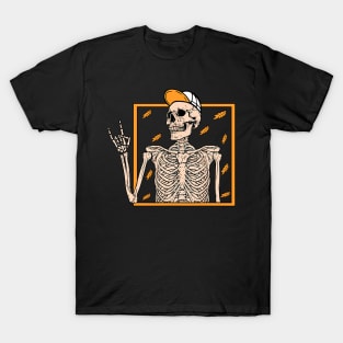 Vintage Halloween Skeleton Rock On Hand Skeleton T-Shirt